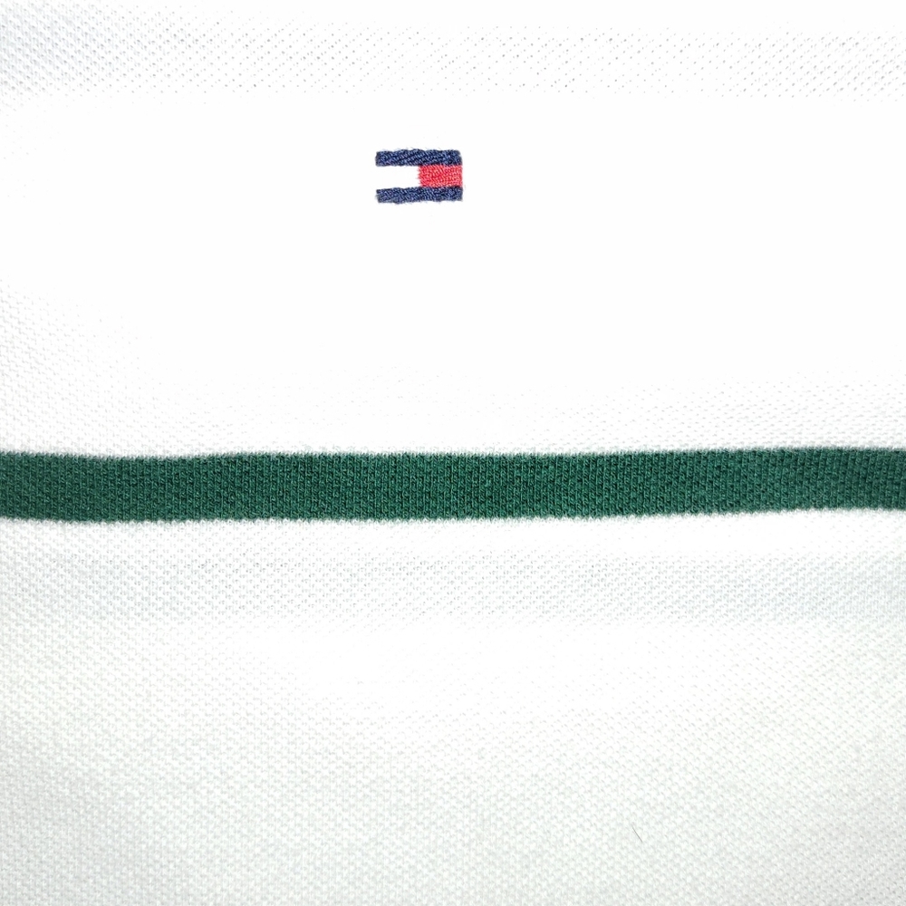 Tommy Hilfiger Men's White/Green Striped Long Sleeve Polo Shirt. - Picture 10 of 10